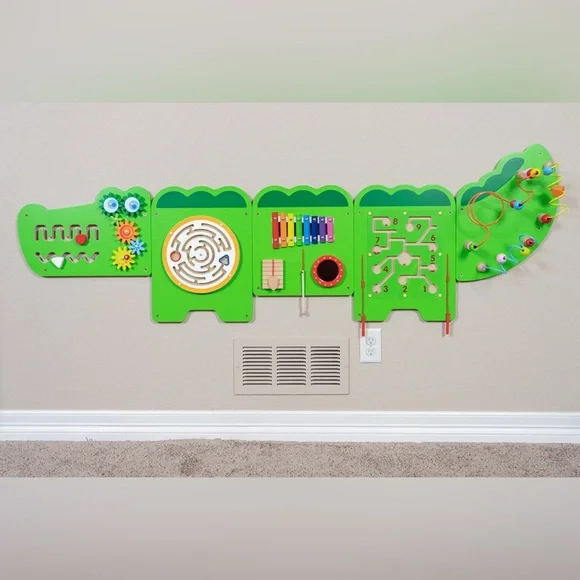 Monlaurd Crocodile Activity Wall Panel Montessori Sensory Busy Board - Picture 1 of 5